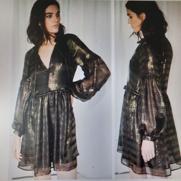 & Other Stories Black and Gold Dress - Picture 1 of 8
